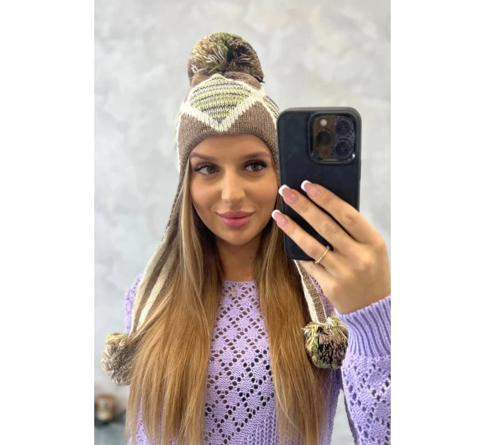 Dámska klapka na uši Eunika K322 cappuccino+ecru