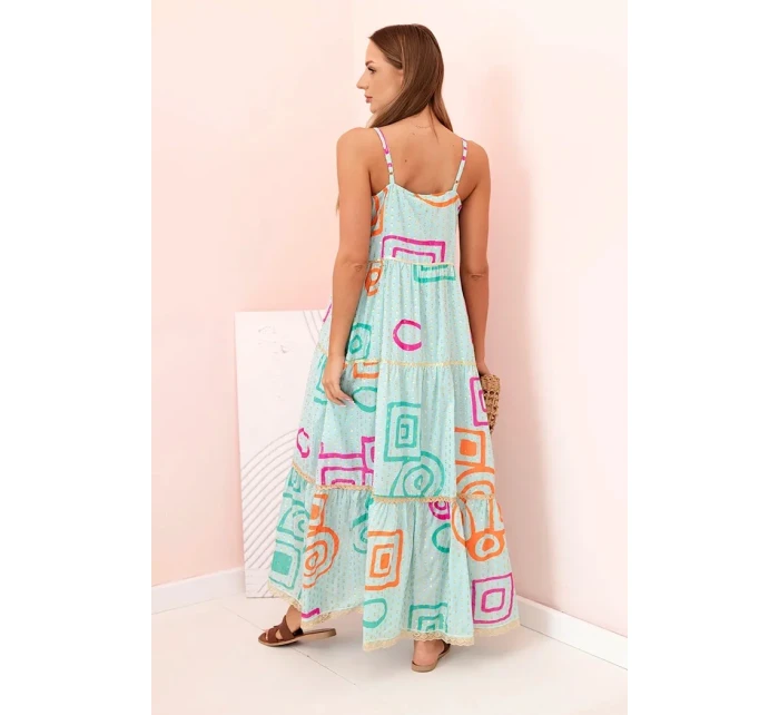 Dámske bavlnené šaty s farebným mätovým vzorom