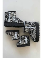 Dziecięce Śniegowce Botki Ocieplane Z Cekinami Czarno-Srebrne Rebbica