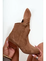 Dámské kožené kotníkové boty na podpatku Big Star model 22349472 Camel - Big Star Shoes Dámské kožené kotníkové boty na podpatku Big Star model 22349472 Camel - Big Star Shoes