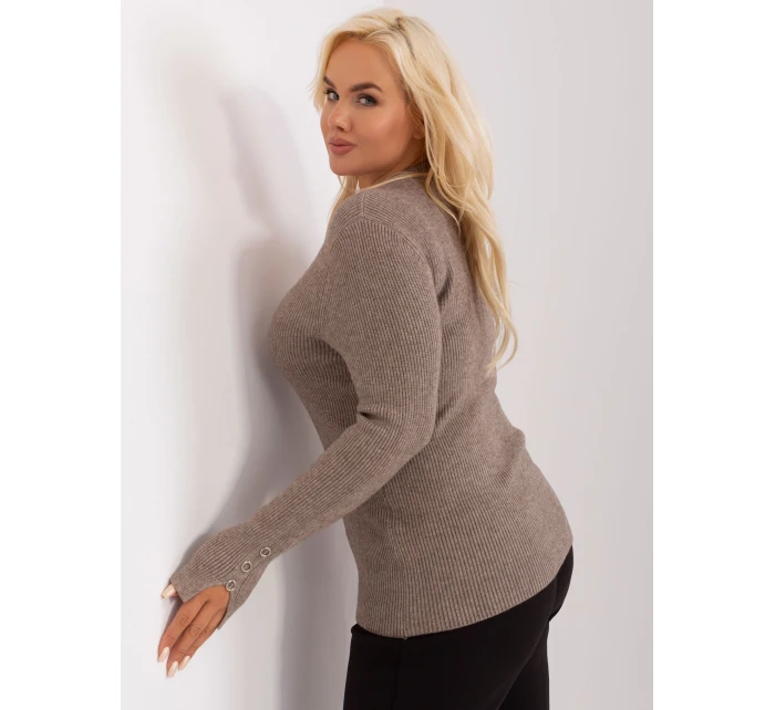 Sweter PM SW PM model 18949004 ciemny bezowy - FPrice Sweter PM SW PM model 18949004 ciemny bezowy - FPrice