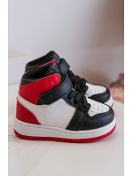 Vysoká detská športová obuv bielo-červená Teredite