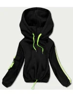 Krátká černá dámská bavlněná tepláková mikina model 17231884 - J.STYLE Krátká černá dámská bavlněná tepláková mikina model 17231884 - J.STYLE