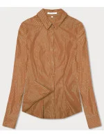 Koszula damska w srebrne paseczki karmelowa (AWT0111)