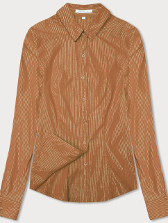 Koszula damska w srebrne paseczki karmelowa (AWT0111)