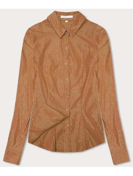 Koszula damska w srebrne paseczki karmelowa (AWT0111)