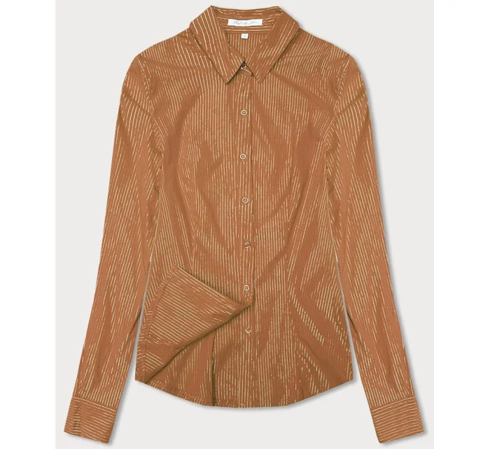 Koszula damska w srebrne paseczki karmelowa (AWT0111)