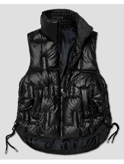 Černá krátká dámská vesta se stahovacími boky model 21463543 - S'WEST Černá krátká dámská vesta se stahovacími boky model 21463543 - S'WEST