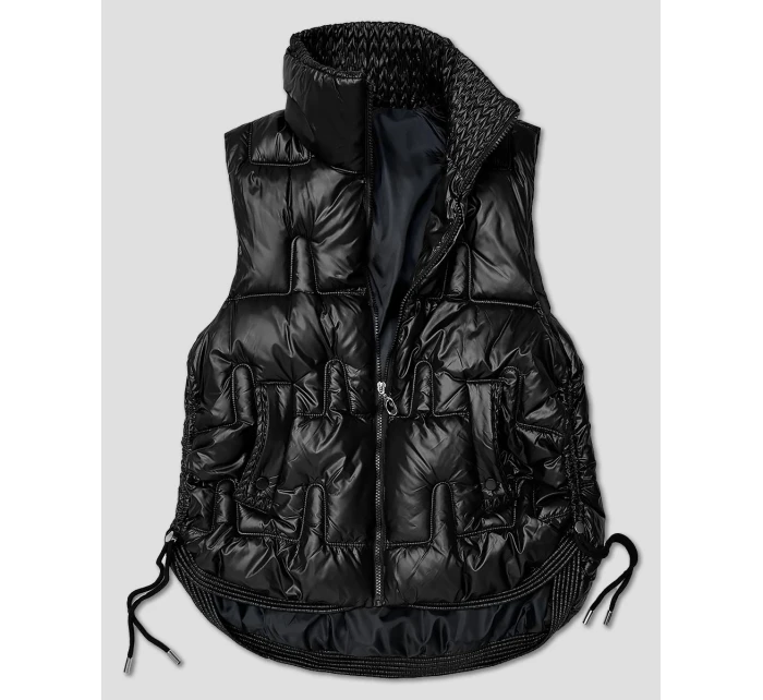 Černá krátká dámská vesta se stahovacími boky model 21463543 - S'WEST Černá krátká dámská vesta se stahovacími boky model 21463543 - S'WEST