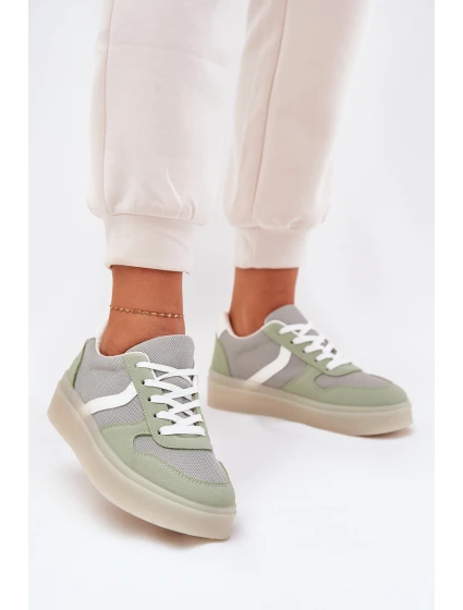 Niskie Sneakersy Damskie Na Platformie Zielone Telmira