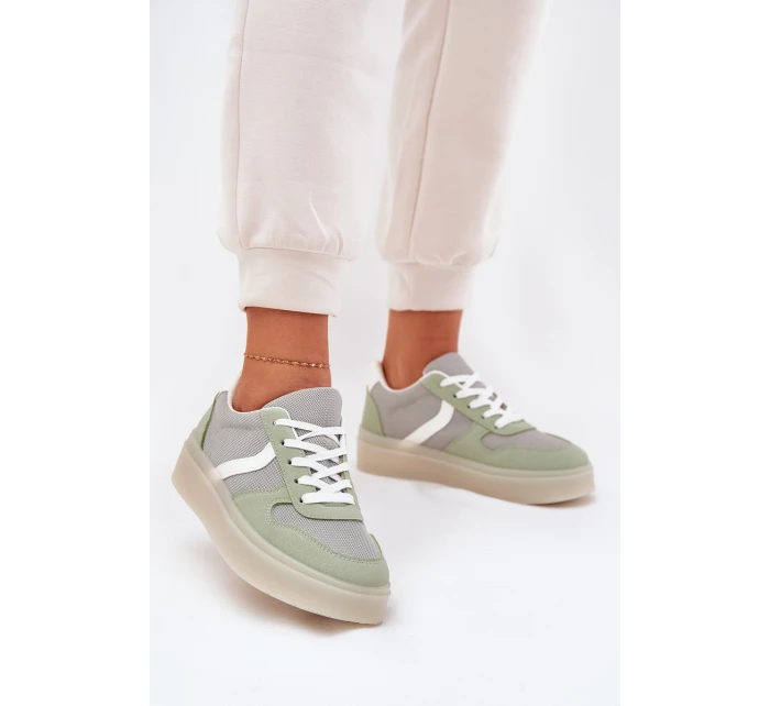 Niskie Sneakersy Damskie Na Platformie Zielone Telmira