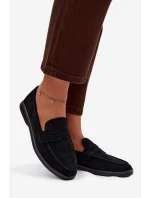 Dámské mokasiny z eko semiše černé model 21900403 - Boto