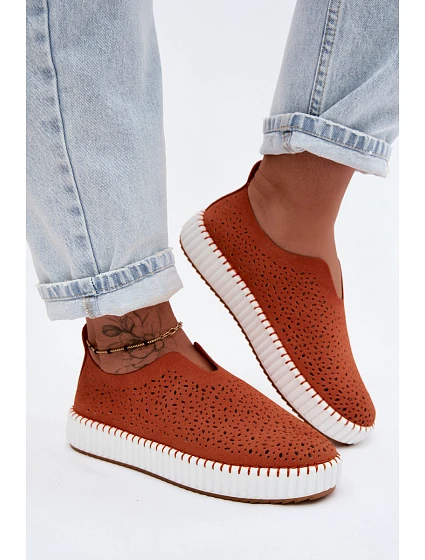 Otvorené slip-on na platforme oranžové Glamma Otvorené slip-on na platforme oranžové Glamma