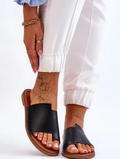 Dámske kožené žabky Black Amite