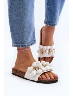 Dámské pantofle s ozdobami, bílá Bunlia Dámské pantofle s ozdobami, bílá Bunlia