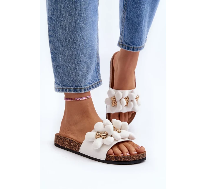 Dámské pantofle s ozdobami, bílá Bunlia Dámské pantofle s ozdobami, bílá Bunlia