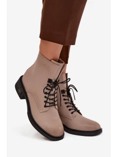 Dámske topánky Vinceza - béžové, pravá koža, nízky podpätok, zateplené