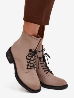 Dámske topánky Vinceza - béžové, pravá koža, nízky podpätok, zateplené
