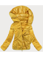 Žltá krátka obojstranná dámska bunda na prechodné obdobie (M832A)