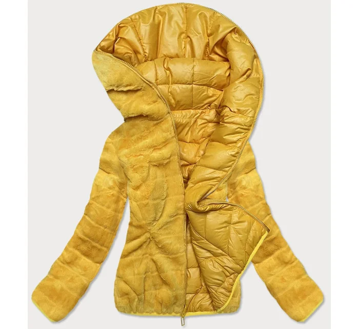 Žlutá krátká oboustranná dámská bunda pro přechodné období model 16201708 - MONTE CERVINO Žlutá krátká oboustranná dámská bunda pro přechodné období model 16201708 - MONTE CERVINO
