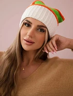 Dámska čiapka Kinga K297 biela+oranžová+zelená