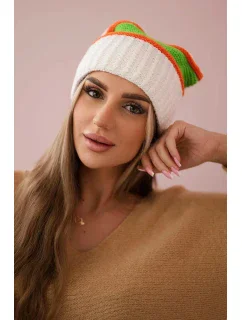 Dámska čiapka Kinga K297 biela+oranžová+zelená