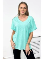 Bavlněná halenka s model 18753521 mint - K-Fashion