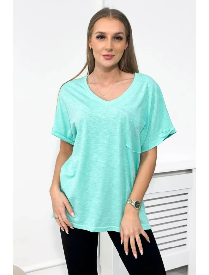 Bavlněná halenka s model 18753521 mint - K-Fashion
