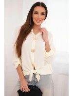 Dámská košile s  knoflíky a límcem žlutá model 22018650 - K-Fashion