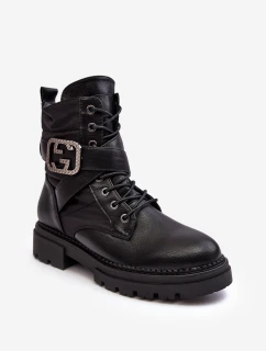 Kožené Černé Botky Workery S model 21632510 - Boto