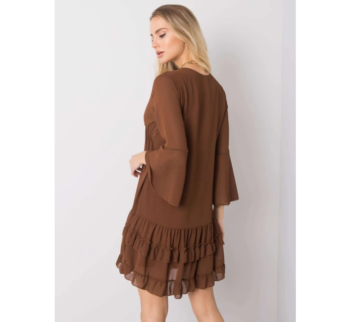 Sukienka DHJ SK model 20473535 brązowy - FPrice Sukienka DHJ SK model 20473535 brązowy - FPrice
