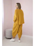 Bavlnená mikina nohavice set horčica Bavlnená mikina nohavice set horčica