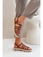 Skórzane Sandały Damskie Zazoo 3695 Camel Skórzane Sandały Damskie Zazoo 3695 Camel