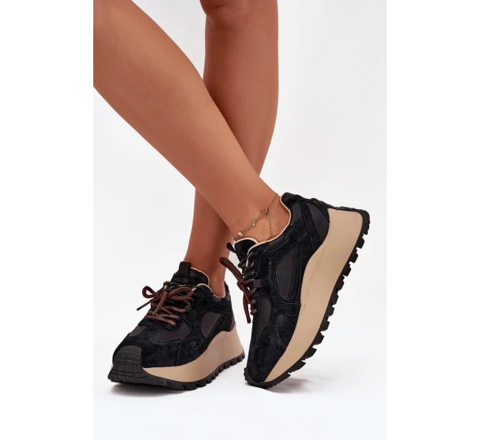 Kožené Sneakersy Na Platformě Dámské Big Star model 21705730 HIPOLY SYSTEM Černé - Big Star Shoes Kožené Sneakersy Na Platformě Dámské Big Star model 21705730 HIPOLY SYSTEM Černé - Big Star Shoes