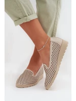 Dámské perforované polobotky Béžové model 22027639 - Boto Dámské perforované polobotky Béžové model 22027639 - Boto