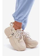 Kožené dámské tenisky model 22095164 Béžové - Goe