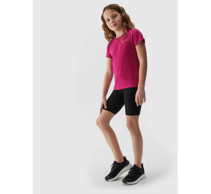 Dievčenské jednofarebné tričko 4F - ružové