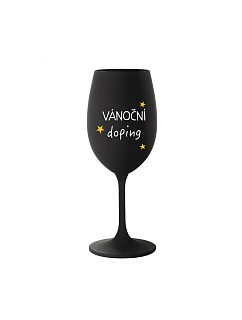 Vianočný pohár - čierny pohár na víno 350 ml