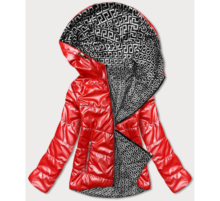 Červená dámska obojstranná bunda (BR9795-4)
