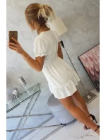 Šaty s vázaným výstřihem do V ecru