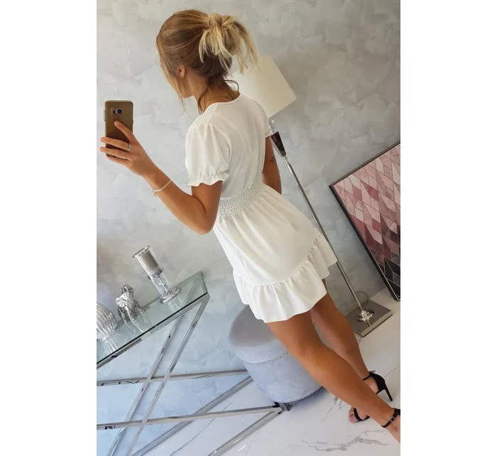 Šaty s vázaným výstřihem do V ecru