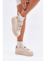 Sneakersy Damskie Z Przypinkami Beżowe Grelesi Sneakersy Damskie Z Przypinkami Beżowe Grelesi