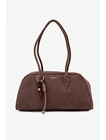 Eko semišová kabelka s přívěskem tmavohnědá Noelia