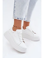 Kožené dámské tenisky na platformě Zazoo N408S2 bílé