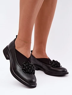 Dámské kožené polobotky s ozdobou Černé model 22386291 - T.Sokolski