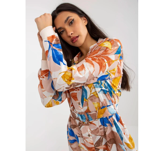 Dámske šaty EM SK 003U 1.07 Brown-beige mix - FPrice Dámske šaty EM SK 003U 1.07 Brown-beige mix - FPrice