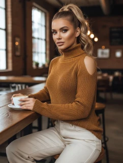 Dámsky sveter ARIEL yellow FashionStreet MY1707