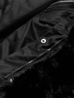 Čierna dámska bunda s kožušinou (5m762-392)