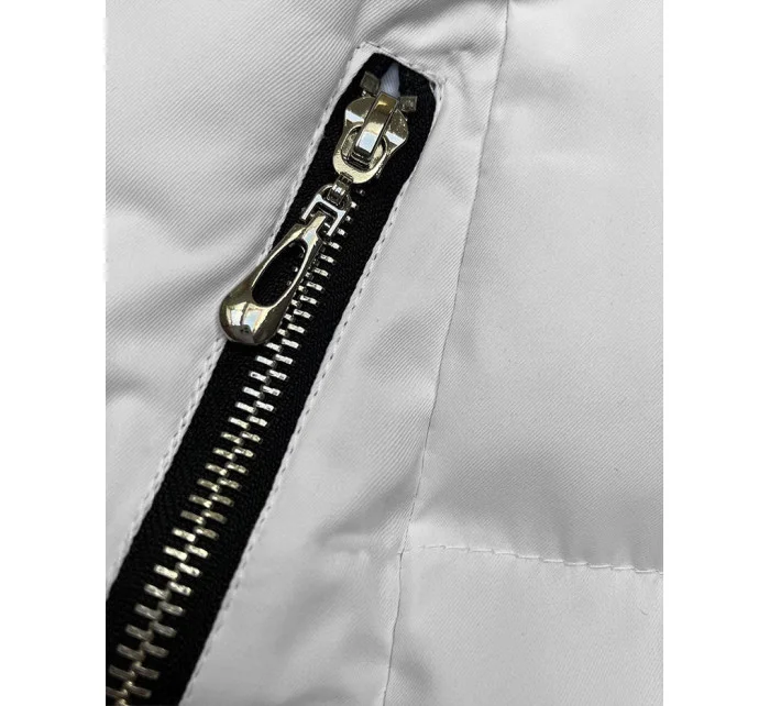 Dlhšia biela dámska zimná bunda (5M736-281)