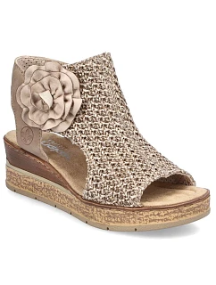 Dámské pohodlné sandály s platformou béžové model 22063256 - Rieker